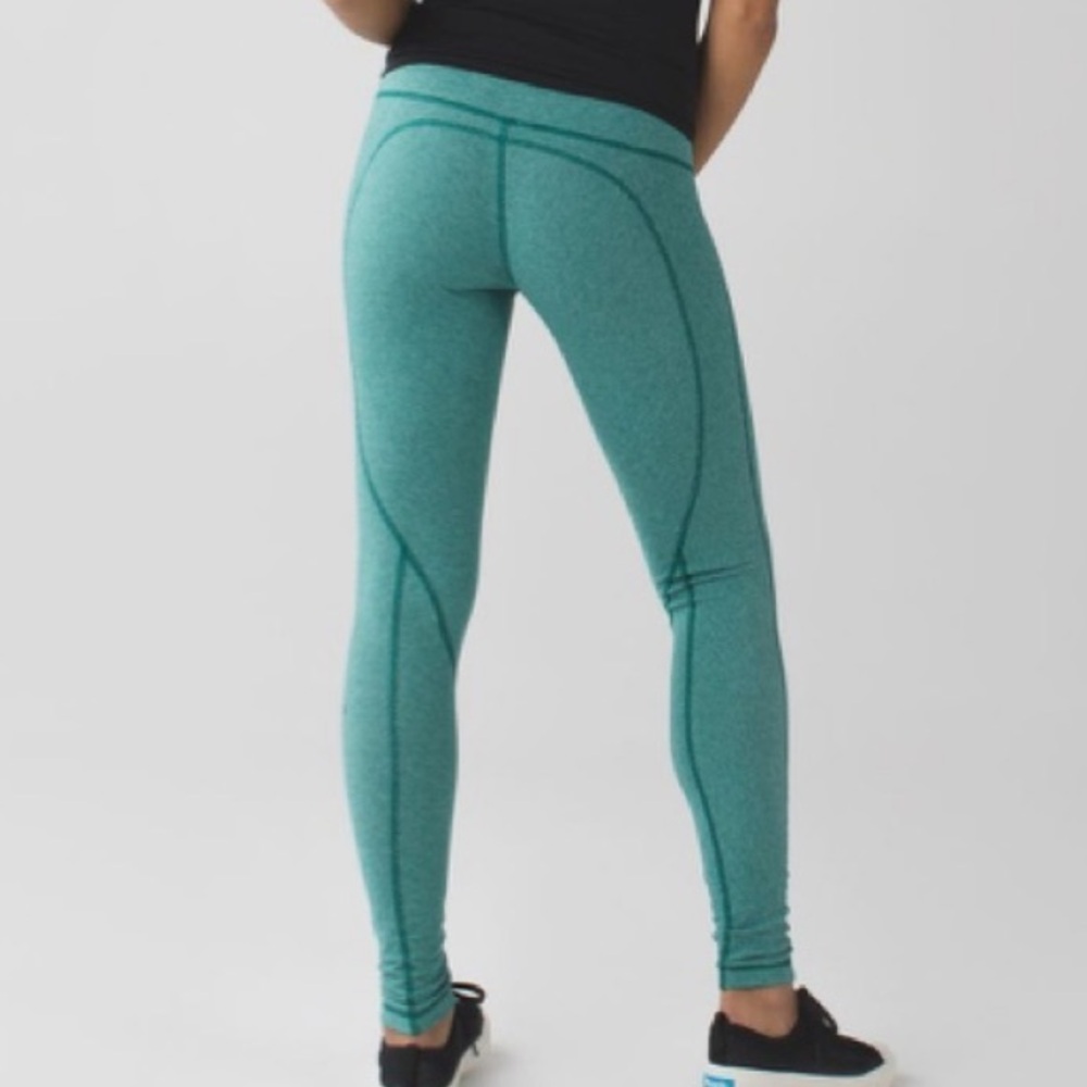 Lululemon‎ Wunder Under leggings Wee Stripe Heathered Menthol Forage Teal